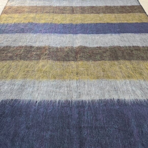 Like New Striped Colorblock Alpaca Scarf Blue Green - Picture 3 of 6